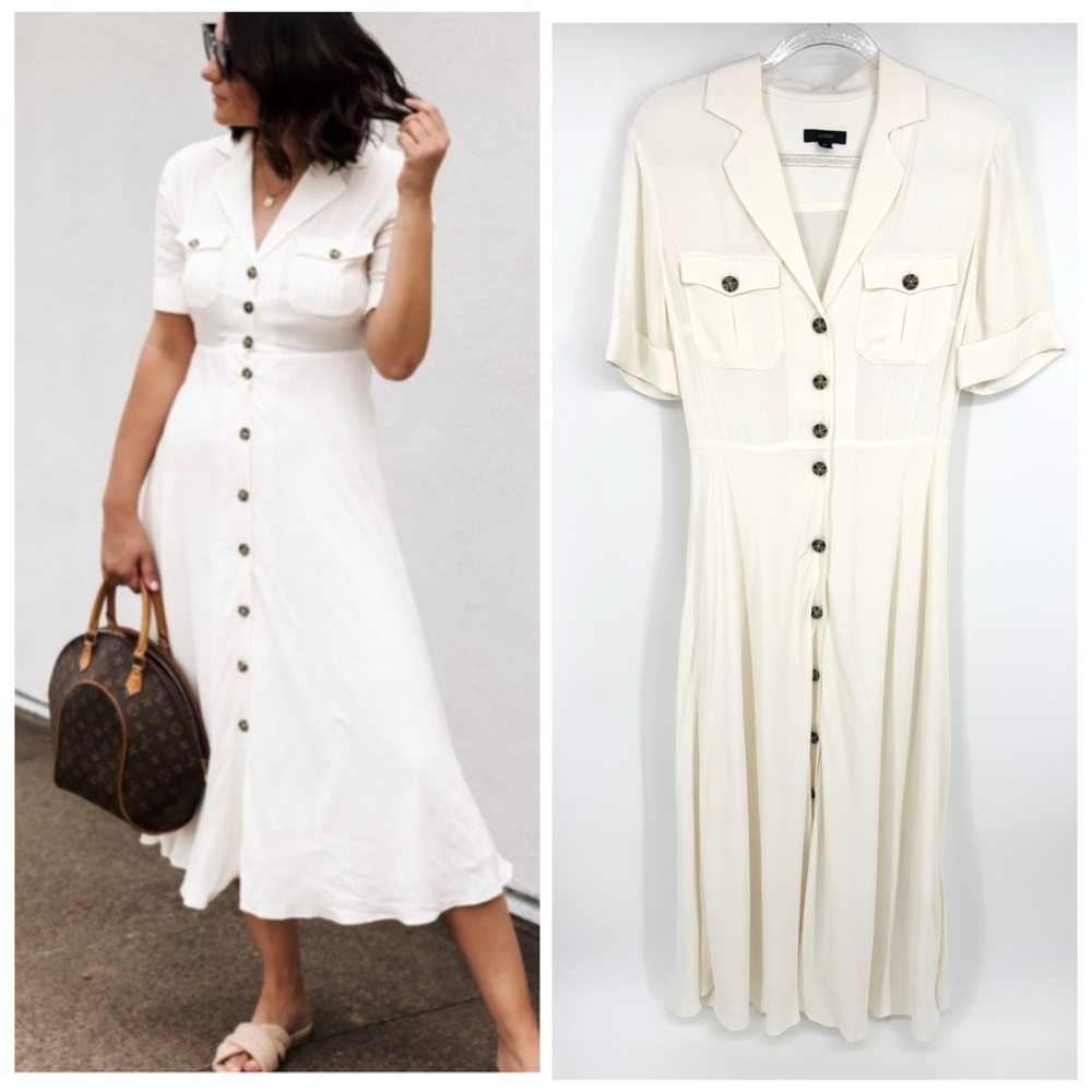 Elegant Cream Button-Front Shirt Dress